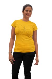 Pretty Butterfly - Line Art for Female - Half Sleeves T-shirt