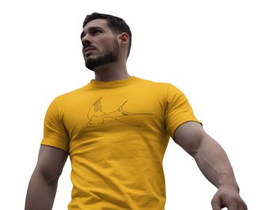 Flying Bird - Line Art for Male - Half Sleeves T-shirt