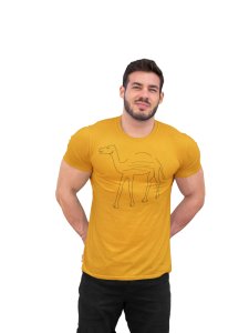 Camel - Line Art for Male - Half Sleeves T-shirt