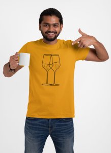 Wine Glasses - Line Art for Male - Half Sleeves T-shirt