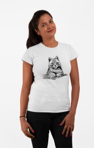 Cat Eyes - Line Art for Female - Half Sleeves T-shirt