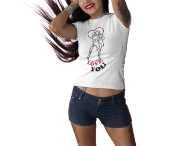 Love You - Line Art for Female - Half Sleeves T-shirt