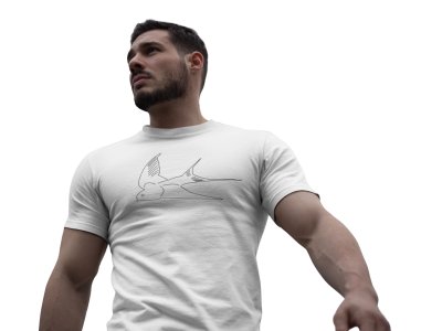 Flying Bird - Line Art for Male - Half Sleeves T-shirt