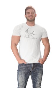 Flying Bird - Line Art for Male - Half Sleeves T-shirt