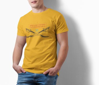 Na Ali se Bada Bahadur - Yellow - The Ertugrul Ghazi - 100% cotton t-shirt for Men with soft feel and a stylish cut