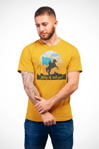 Haq ki Raah pe - Yellow - The Ertugrul Ghazi - 100% cotton t-shirt for Men with soft feel and a stylish cut