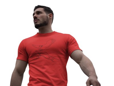 Eagle - Line Art for Male - Half Sleeves T-shirt