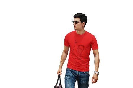 Wine Bottle - Line Art for Male - Half Sleeves T-shirt
