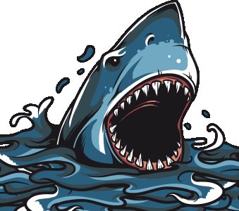 Shark attacking - Black - printed T-shirts -Abstract Funny thoughtful creative illustrations - Men's stylish clothing - Cool tees for boys