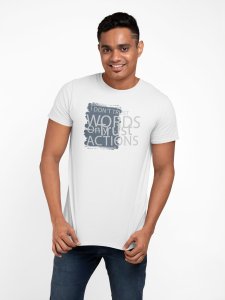 I dont trust words trust action- printed Fun and lovely - Family things - Comfy tees for Men