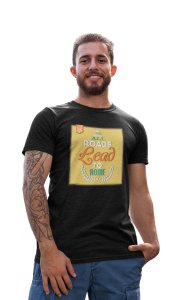 All roads lead to rome (yellow) -round crew neck cotton tshirts for men