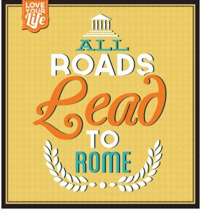 All roads lead to rome (yellow) -round crew neck cotton tshirts for men