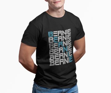 Vertical text- Bernie (6 times) -round crew neck cotton tshirts for men