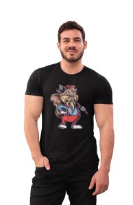 Animated angry squirrel - printed round crew neck cotton tshirts for men