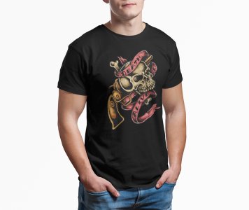 Death alive (skull) - printed round crew neck cotton tshirts for men