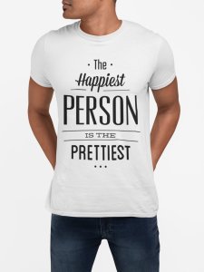 The happiest person - White - printed T-shirts - Men's stylish clothing - Cool tees for boys