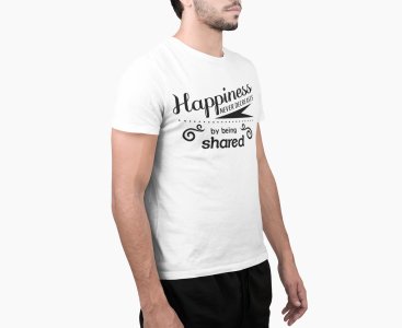 Happiness never decreases - White - printed T-shirts - Men's stylish clothing - Cool tees for boys