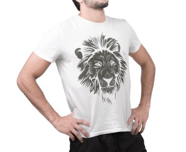 Lion Illustration graphic art - White - printed T-shirts - Men's stylish clothing - Cool tees for boys