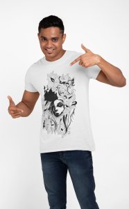 Colourful Illustration - White- printed T-shirts - Men's stylish clothing - Cool tees for boys
