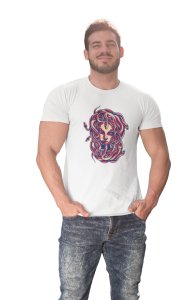 Colourful Illustration - White- printed T-shirts - Men's stylish clothing - Cool tees for boys