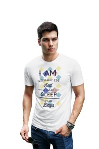 I am good in bed - White - printed T-shirts -Abstract Funny thoughtful creative illustrations - Men's stylish clothing - Cool tees for boys