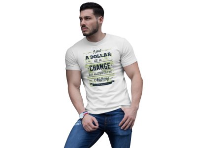 Change machine - White - printed T-shirts -Abstract Funny thoughtful creative illustrations - Men's stylish clothing - Cool tees for boys