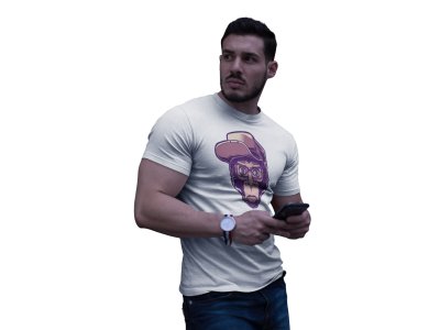 Smart monkey - White - printed T-shirts -Abstract Funny thoughtful creative illustrations - Men's stylish clothing - Cool tees for boys