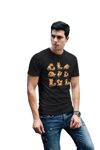 Baby fox doing yoga -printed round crew neck cotton tshirts for men
