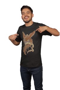 Eagle Illustration art -round crew neck cotton tshirts for men