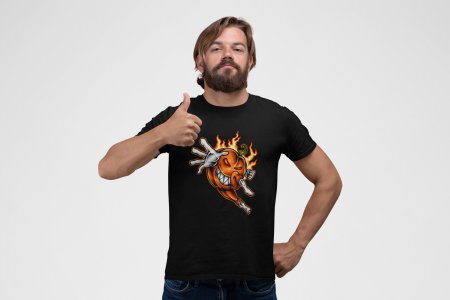 Evil hot pumkin -round crew neck cotton tshirts for men