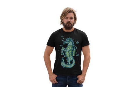 Animated Sea Horse -round crew neck cotton tshirts for men