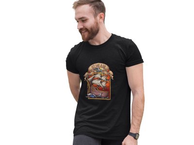 Pirate ship -round crew neck cotton tshirts for men