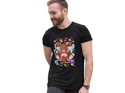 Animated Bear -round crew neck cotton tshirts for men