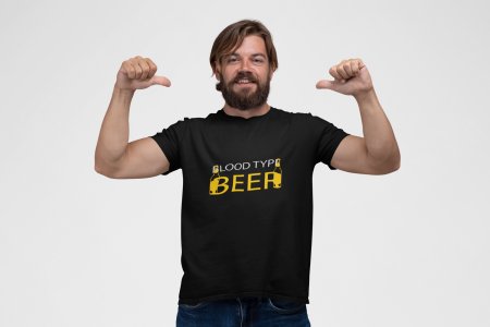 Blood type beer -round crew neck cotton tshirts for men
