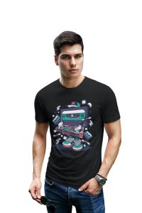 Radio tape -round crew neck cotton tshirts for men