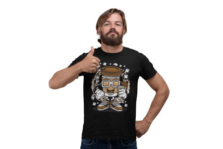 Coffee container (Brown) -round crew neck cotton tshirts for men