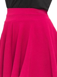 N-Gal Women's Polyester Lycra High Waist Flared Knit Skater Short Mini Skirt _Magenta