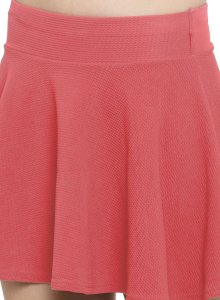 N-Gal Women's Polyester Lycra High Waist Flared Knit Skater Short Mini Skirt _Peach