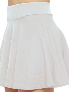 N-Gal Women's Polyester Lycra High Waist Flared Knit Skater Short Mini Skirt_White