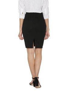 N-Gal Women's Polyester Lycra High Waist Versatile Straight Knee Length Pencil Skirt_Black