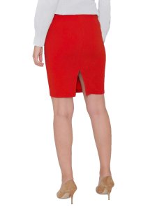N-Gal Women's Polyester Lycra High Waist Versatile Straight Knee Length Pencil Skirt_Red_