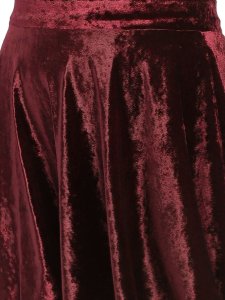N-Gal Women's Velvet High Waist Versatile Flared Skater Short Mini Skirt_Maroon