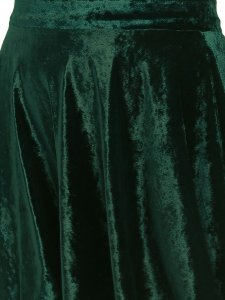 N-Gal Women's Velvet High Waist Versatile Flared Skater Short Mini Skirt_Green