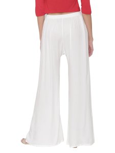 N-Gal Rayon Women's Wide Leg Elastic Waist Band Breathable Plain Palazzo Pant_White
