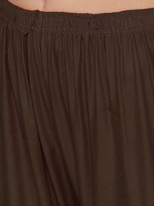N-Gal Rayon Women's Wide Leg Elastic Waist Band Breathable Plain Palazzo Pant_CoffeeBrown