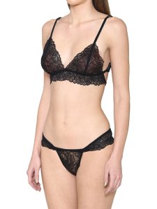 Black Lace Beauty: Women's Sheer Strappy Lingerie Set