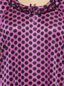 N-Gal Women's Satin Half Sleeves Polka Dot Nighty Night Dress Nightwear_Purple