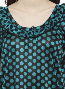 N-Gal Women's Satin Half Sleeves Polka Dot Nighty Night Dress Nightwear_Green