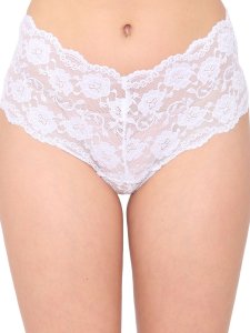 N-Gal Women's Floral Lace Mid Waist Criss Cross Back Underwear Lingerie Brief Panty _White