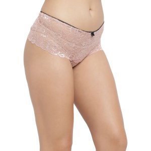 N-Gal Women's Erotic Lace See Through Mid Waist Underwear Lingerie Knickers Brief Panty_Beige